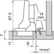 SET 2x Balama standard incadrata BLUM CLIP 100°, cu arc suruburi, fara amortizare + placuta fixare