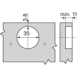 SET 2x Balama unghi deschidere mare 170° aplicata BLUM CLIP TOP, cu arc suruburi, fara amortizare + placuta fixare
