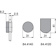 SET 2x Balama usa sticla aplicata BLUM CLIP TOP 94°, cu arc suruburi, fara amortizare + capac oala + placuta fixare excentric