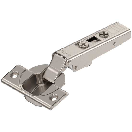 SET 2x Balama standard aplicata BLUM CLIP TOP 110°, cu arc suruburi, fara amortizare + placuta fixare
