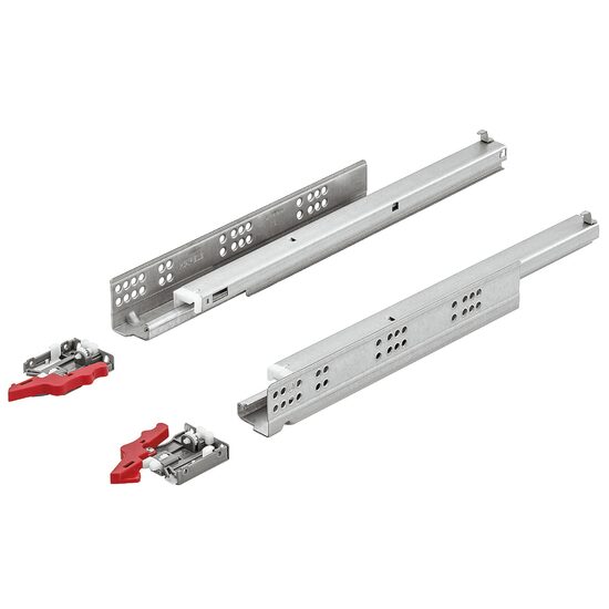 SET Glisiera HAFELE MATRIX UM A30, L=350mm, extragere totala, CP=30kg, cuplaje 3D, deschidere prin apasare (PTO)