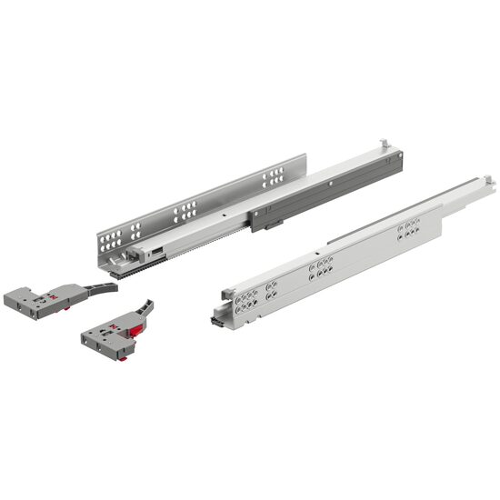 SET Glisiera HAFELE MATRIX UM A30 SYNCHRO, L=500mm, extragere totala,CP=30 kg, amortizare si cuplaje 3D incluse